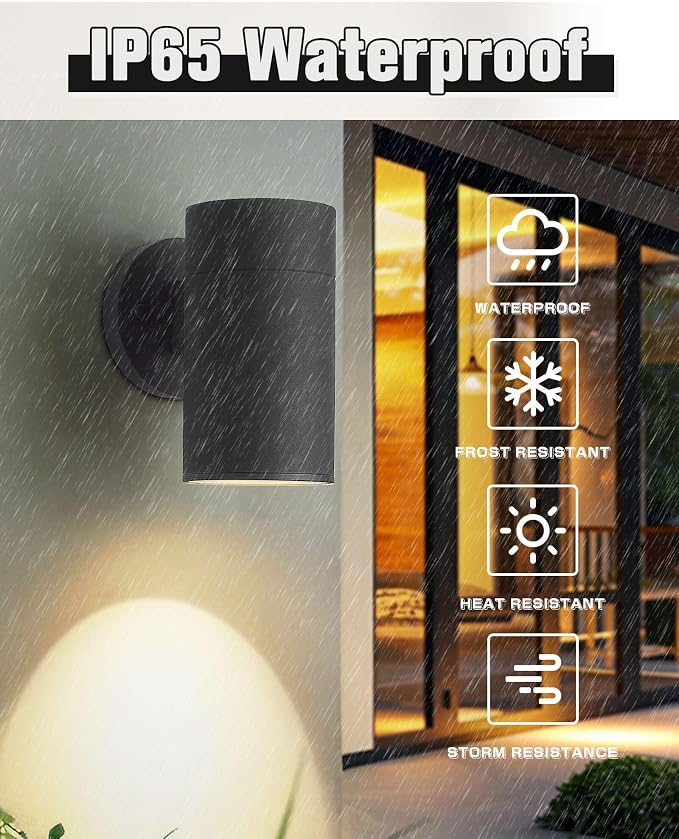 Ken & Ricky Modern Aluminum Outdoor Wall Sconce Lights,Cylinder，Black,1 PK | Downward Outside Wall Light With Glass Cover,No Glare Exterior Lighting Fixtures,For House Front Porch Garage Patio Entryway