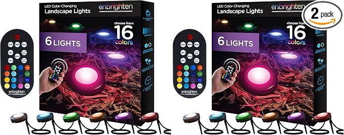 Enbrighten LED Ground Lights Outdoor 40ft | Color Changing | Remote Control | Path Lighting | Pack of 2