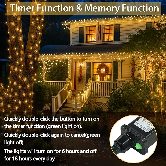 2 Pack 100 LED Connectable String Lights, Christmas Lights Outdoor Indoor | Warm White, 13 Modes, Timer, 33FT Clear Wire Waterproof Twinkle Fairy Lights Plug in for Bedroom Classroom Xmas Tree Decor
