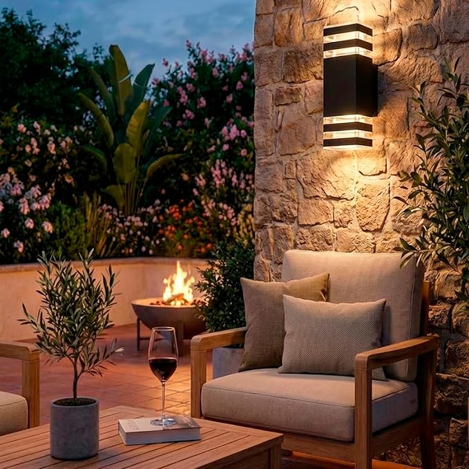 Wired Wall Light Outdoor Waterproof IP65, Super Bright Starburst Pattern 2 x GU10 Sockets Duo Pathway Light, 1 Unit Professional Landscape Lighting for Garden, Yard, Patio, Walkway, Anti-Rust Aluminum