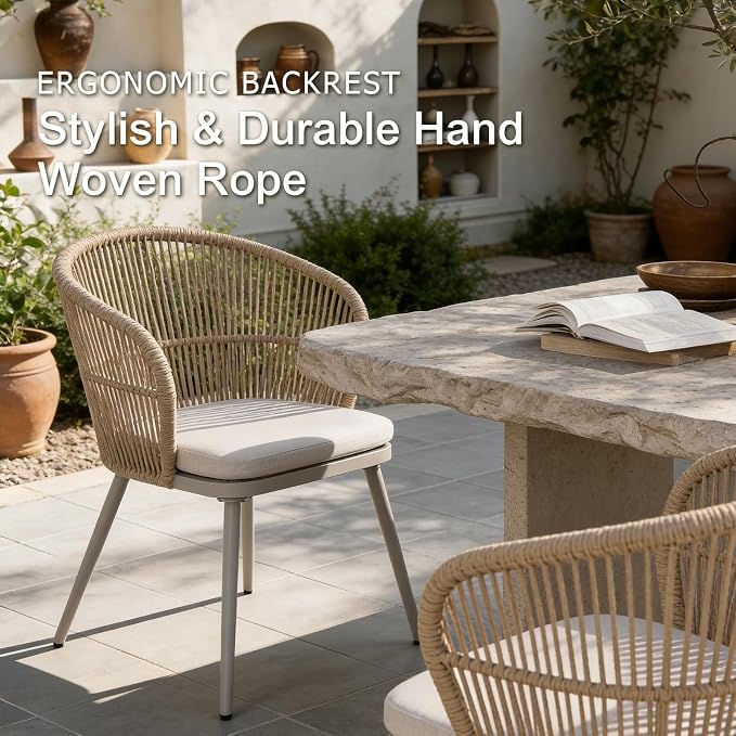 SUNSITT 11 Piece Outdoor Patio Dining Set, 65" - 107" Metal Expandable Outdoor Dining Table with X-Shape Legs, 10 Woven Wicker Outdoor Patio Chairs w/Removable Cushions for Garden, Beige