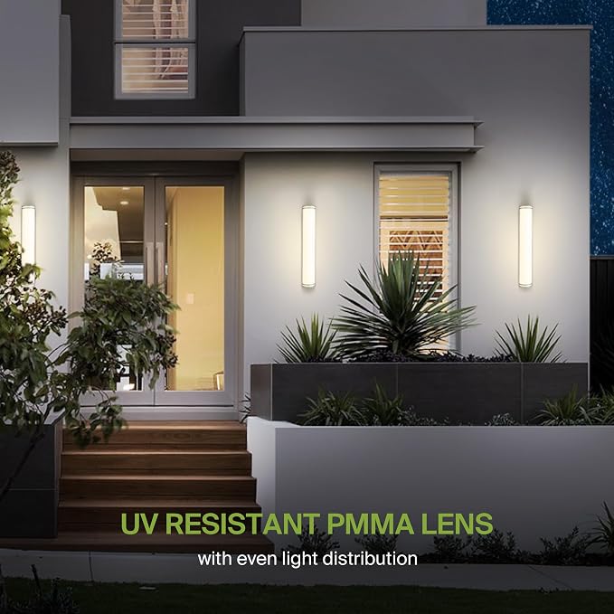 ASD 36 Inch LED Outdoor Sconce Lights - 30W 120-277V 3000K 4000K 5000K Nickel Exterior Lighting Fixtures, Dimmable Exterior Lights for House, Modern Patio Wall Light Fixture ETL
