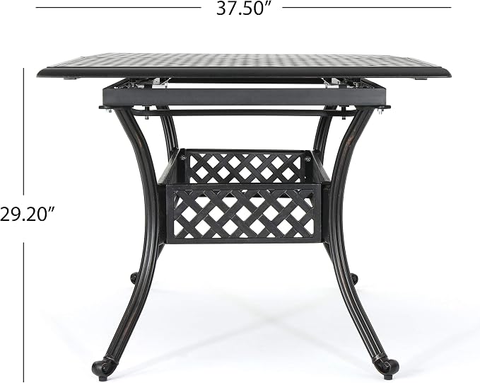 Christopher Knight Home Abigail Outdoor Cast Aluminum Expandable Rectangular Dining Table, Shiny Copper Finish