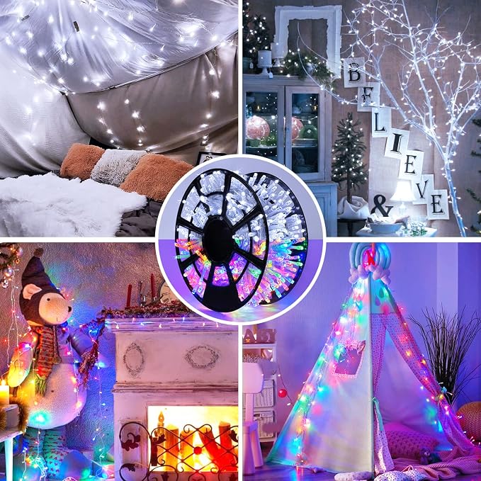 JMEXSUSS 500 LED White & Multicolor Color Changing String Lights, | 163FT Christmas String Lights with Remote, Outdoor Christmas Lights Plug in for Tree House Indoor Outdoor Xmas Decor