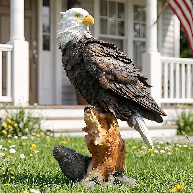 13.2" Real Eagle Outdoor Sculpture,Funny Bird Statue,Garden Beach Statue Decorations,Resin Animal Seabird Ornaments,Coastal Beach Decor,Patio Decor for Table Statues for Garden,Lawn,Yard