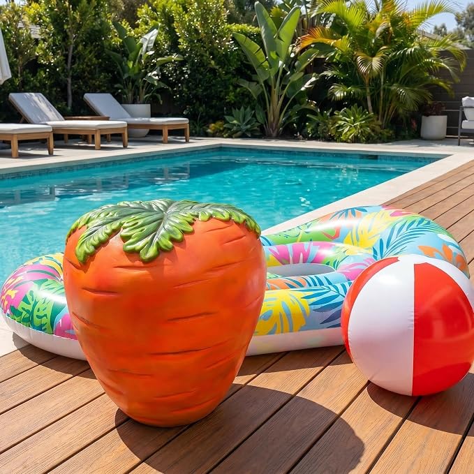 16" Orange Carrot Resin Garden Stool, Multifunctional Outdoor Side Table & Plant Stand, Weatherproof Decorative Sculpture, Funny Unique Gift for Patio Yard Lawn & Housewarming