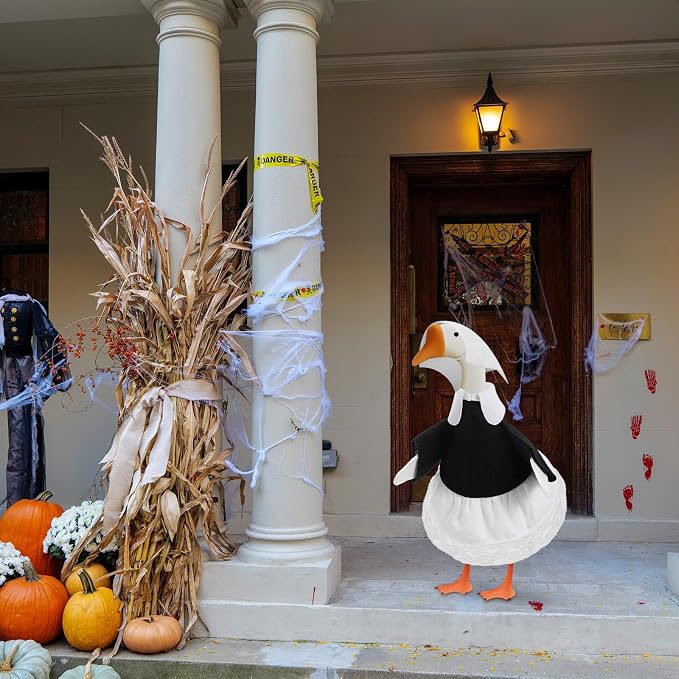 Pilgrim Goose Outfit Lawn Porch Thanksgiving Clothes Costume for 23" Cement Goose Outdoor Garden Yard Decor(Pilgrimage)