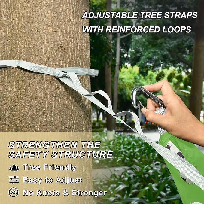 Camping Hammock Outdoor Hammocks for Outside Football Green 1 Beach Trees Portable Lightweight with Pockets Tree Straps Indoor