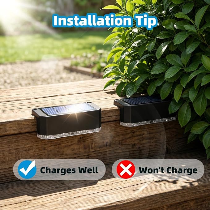 8 Pack Solar Fence Lights Outdoor, Deck Light Solar Powered, IP65 Waterproof Led Riling Solar Lights for Outside Yard Step, Cool White
