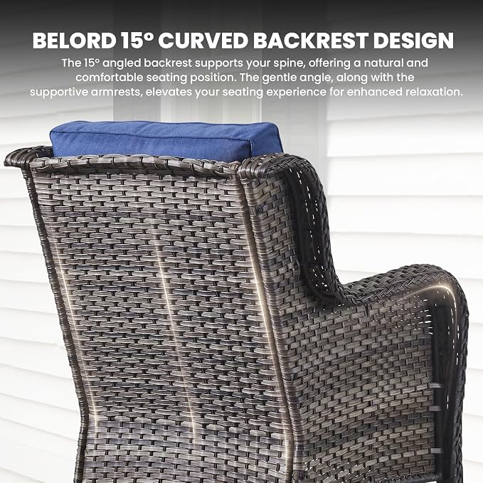Belord Patio Wicker Furniture 4 Pieces Outdoor Furniture Set Patio Sofa Set with Wicker Chairs and Coffee Table, Paito Conversation Set for Porch Garden Deck Balcony Poolside