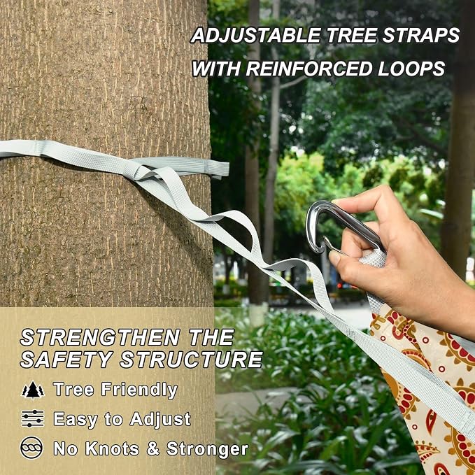 Camping Hammock Outdoor Hammocks for Outside Paisley Indian Beach Trees Portable Lightweight with Pockets Tree Straps Indoor