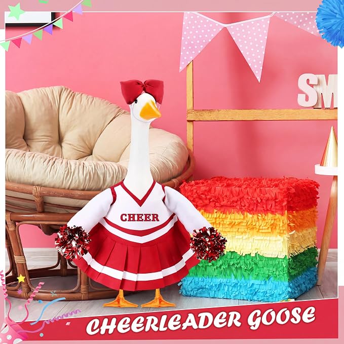 2 Pcs Cheerleader Porch Goose Outfit Clothes Cheerleading for 23" Goose Costume Garden Yard Outdoor Decorations