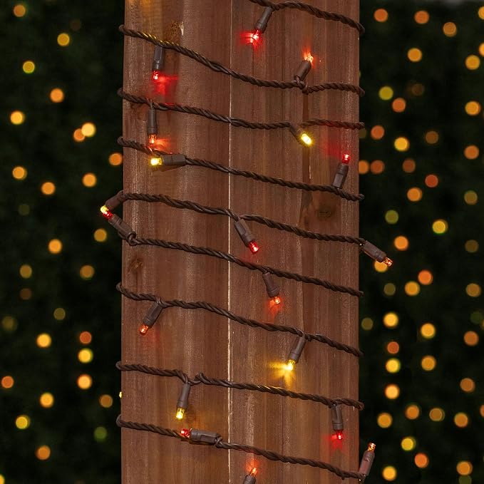 Novelty Lights 50ft 100 LED Yellow, Red, Orange Christmas String Lights