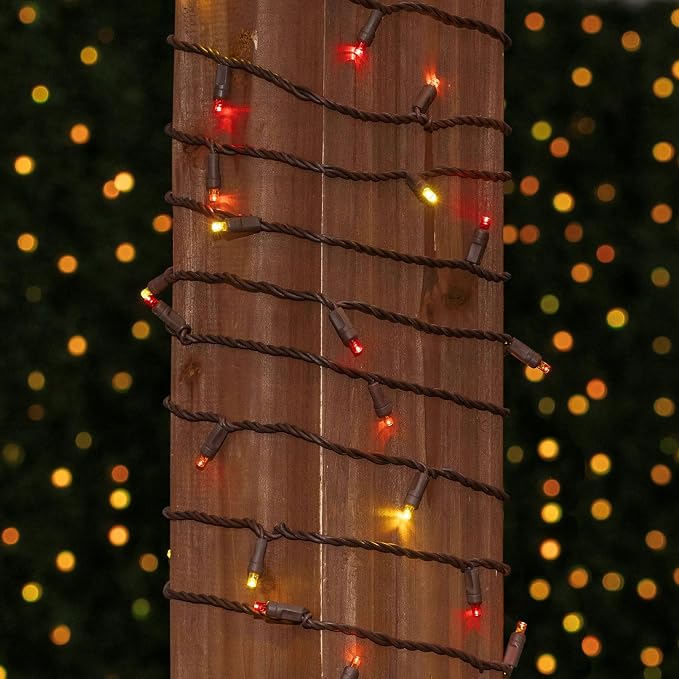 Novelty Lights 34ft 100 LED Yellow, Red, Orange Christmas String Lights