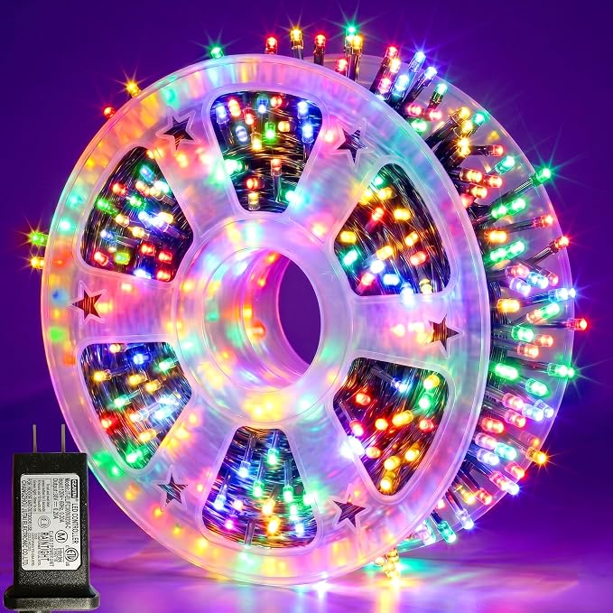 1000 LED Colorful Christmas Lights Outdoor String Lights, 328 ft | Green Wire Waterproof Twinkle Fairy Lights Plug in with Timer, 8 Modes String Lights Indoor Bedroom Xmas Tree Decorations