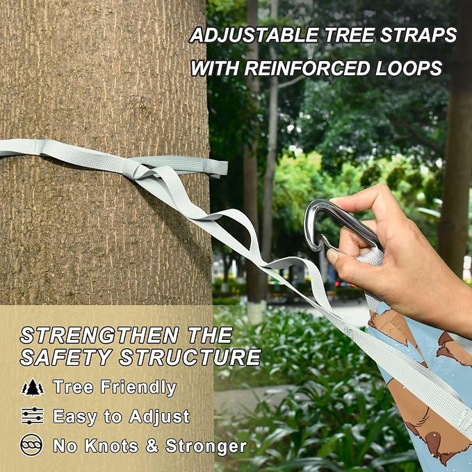 Camping Hammock Outdoor Hammocks for Outside Capybara I'm So Tired Beach Trees Portable Lightweight with Pockets Tree Straps Indoor
