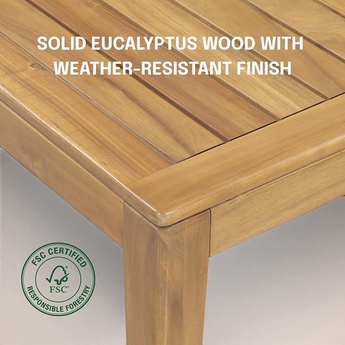 NTC Noma 63 Inch Solid Wood Dining Table, Seats 4-6, Indoor & Outdoor Rectangular Table, Weather Resistant Patio Dining Table for Backyard, Deck & Dining Room, Easy Assembly, Natural