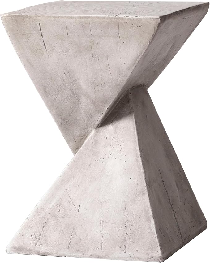 LeisureMod Modern Side Table Square Fiberstone Accent End Stool for Home, Outdoor Patio Log Table, Living Room Sofa, Night Stand, Weather-Resistant, Glint Series in Marble White