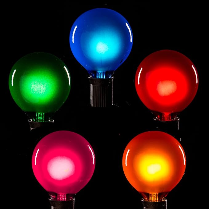 G50 Assorted Satin Pearl 2 Inch Globe String Lights (White Wire - 50 Foot)