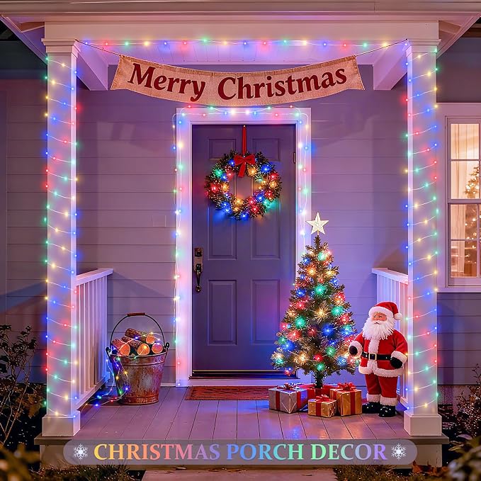JMEXSUSS 2 Pack Solar Fairy Lights, Each 33FT 100 LED, Multi-Colored | Outdoor Waterproof, 8 Modes Solar Christmas String Lights for Outside Yard Patio Tree Garden Christmas Decorations