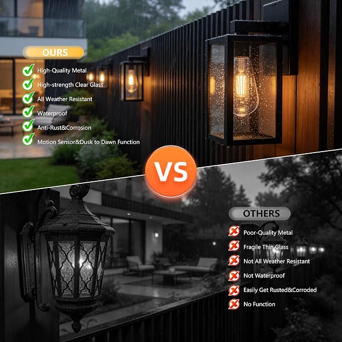 Outdoor Wall Light Fixtures Anti-Rust Porch Lights Outdoor Waterproof Exterior Lighting Fixtures Front Door Wall Lantern for House