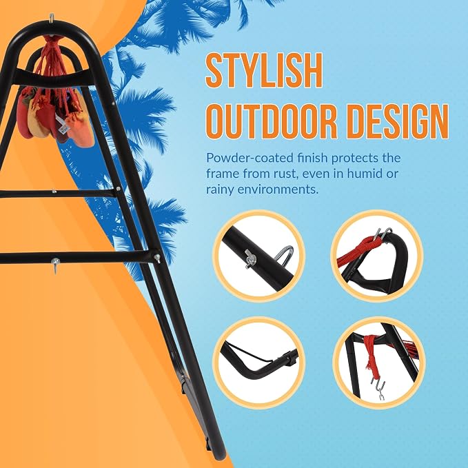 Outdoor Leisure Tropical Hammock and Frame - Stripe