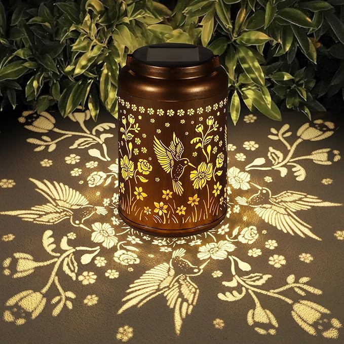 Solar Lanterns Outdoor Waterproof Hummingbird Garden Decor Gifts for Women Mom Grandma Hanging Solar Lights Metal Solar Decoration Outside for Yard, Patio, Backyard, Porch | Hanging Solar Lights Gifts for Mom Grandma Metal Solar Decoration Outside for ...