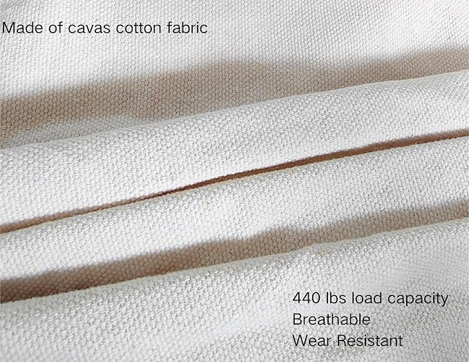 Double Boho Macrame Hammock Cotton Canvas Portable Replacement Hammock 440lbs Load Capacity White