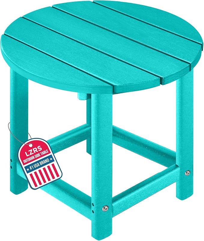 LZRS Adirondack Patio Side Table End Table, Outdoor Coffee Tables for Patio, Backyard,Pool, Indoor Companion, Easy Maintenance & Weather Resistant(Turquoise)