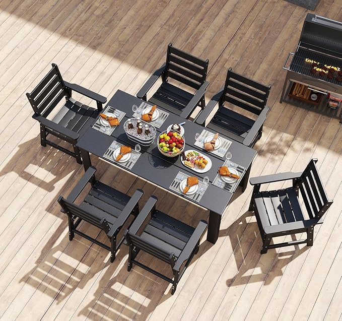 BRIOPAWS Outdoor-Dining-Chairs | Set of 2 | HDPE | Black | Patio Chair with Arms | Modern | All Weather | Oversized & Comfortable | for Deck Backyard Poolside Porch