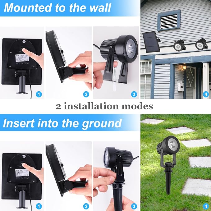 Solar Spot Lights Outdoor Color Changing,Solar RGB Spotlights Waterproof Colored Landscape Lighting Auto ON/Off Adjustable Garden Lights for Yard, Garden, Driveway, Pool, Lawn (6-in-1)