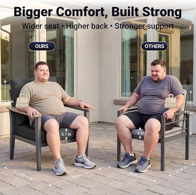 Aluminum Outdoor Patio Furniture Set, 4-Piece Outdoor Sofa with 5.1" Thick Cushions, 55,000 BTU Propane Fire Pit Table, Outdoor Couch for Balcony, Porch, Black