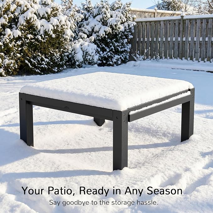 Stoog All-Weather Patio Side Table for Outdoor Sectional Sofas – Modular Connector Table for L/U Shaped Sets, Black