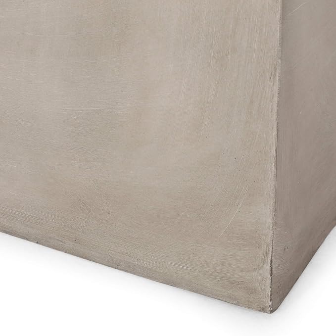 Outdoor Side Table 22" Square Shape Lightweight Concrete-Look Outdoor Indoor Accent Table Decorative Garden Stools, for Patio Porch Living Room, Grey