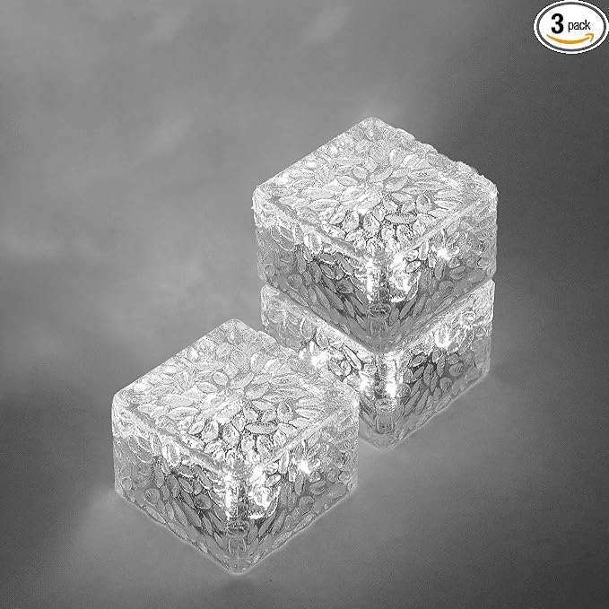 MLKNK Solar Brick Lights-Outdoor Solar Lights for Yard 3 Pack Garden Decor | Solar Brick Landscape Path Light for Pathway Patio Walkway Backyard Decoration