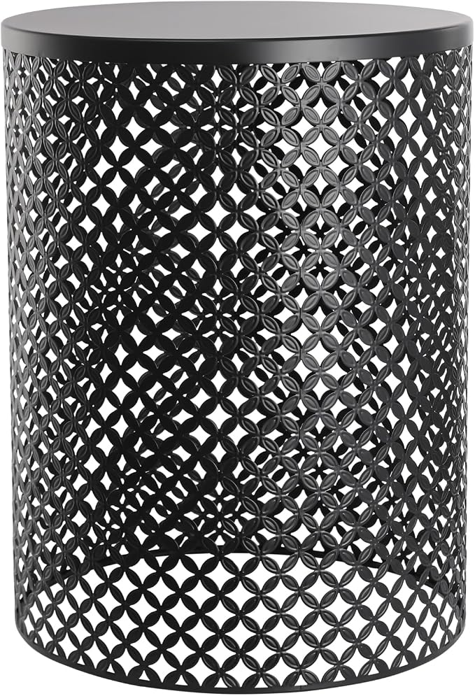 Cylindrical Outdoor Side Tables Set of 3, Metal Frame Accent Table End Table, Vintage Side Tables for Patio Gardens Balconies Cafes Parks