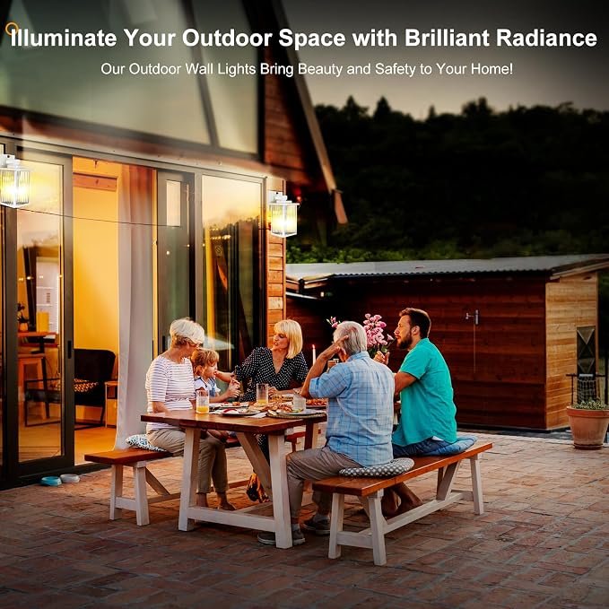 2 Pack White Dusk to Dawn Outdoor Wall Light, Porch Light | Auto On/Off, Rust-Resistant Metal Frame, Tempered Glass, Easy DIY Install on Porch, Garage
