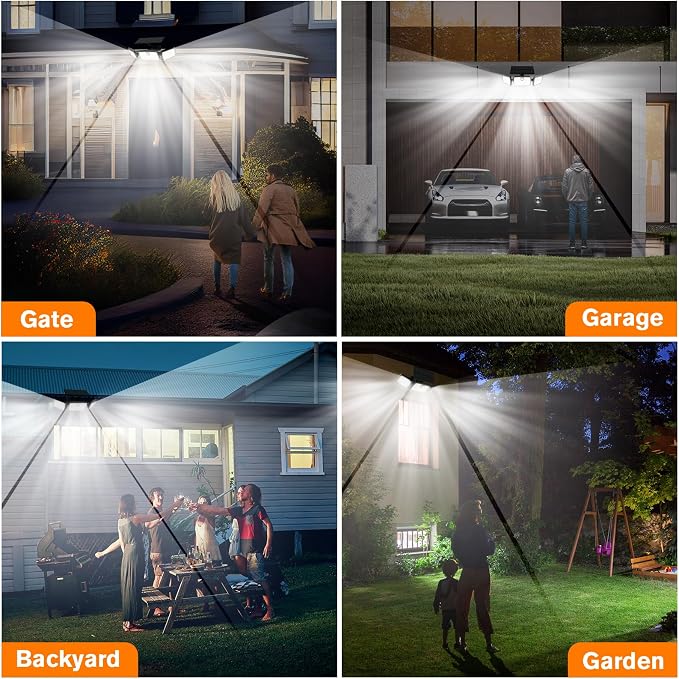 MIHANI Solar Lights Outdoor, Quick Charge Solar Motion Deck Lights Outdoor for Deck with High Brightness, Larger Built-in Tempered Glass Panel, Sensitive PIR Motion Inductor (Remote,4 Pack)