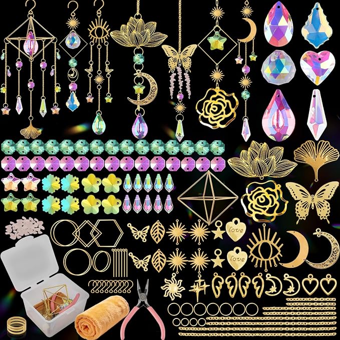 407 pcs DIY Sun Catchers for Adults, DIY Suncatchers Making Kits,Hanging Decorative Suncatcher, Crystals Rainbow Maker for Indoor Home Decor