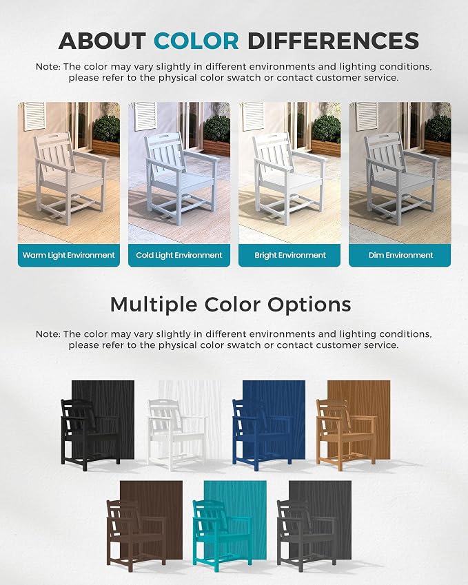Ciokea HDPE Outdoor Patio Dining Chairs Set of 2, All-Weather Porch Chair with Wide Seat, Durable Outdoor Furniture for Backyard, Garden, Lawn & Poolside, White