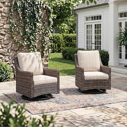Wicker Patio Conversation Set, Outdoor Patio Furniture Set with Deep Seating, Wide Armrests & Thick Cushions, All-Weather Outdoor Furniture Set for Patio, Porch, Deck & Backyard