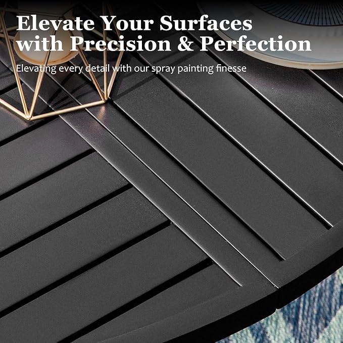 HERA'S HOUSE 54" Outdoor Patio Round Dining Table with Umbrella Hole, Metal Steel Frame for Backyard Lawn Balcony Deck, Black