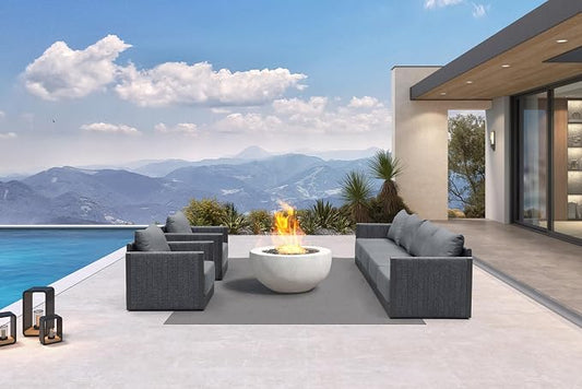 PURPLE LEAF 6 Pieces Patio Conversation Sets PP Rope Patio Sofa Sectional Set with Cushion Patio Conversation Set for Garden Poolside Backyard Gray