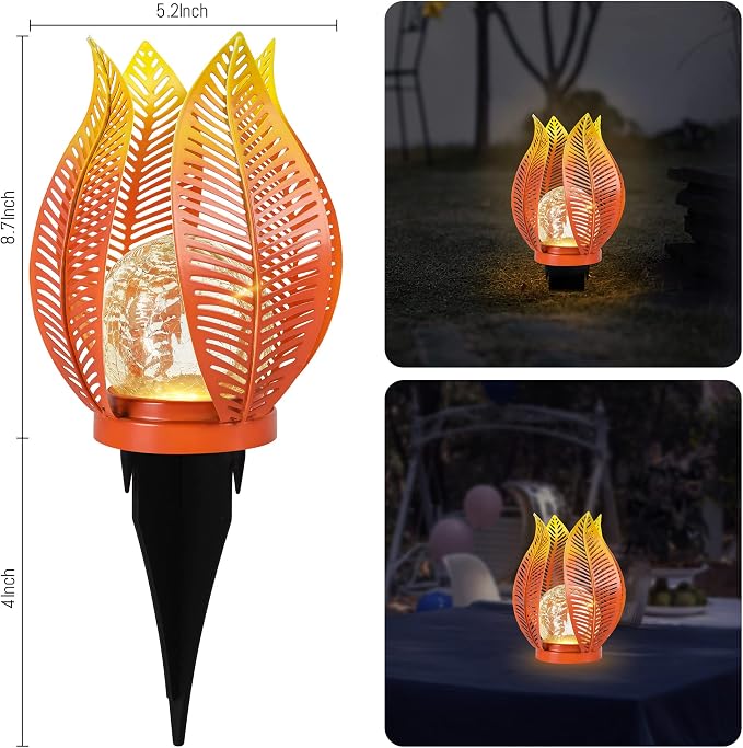 Solar Garden Lights Outdoor Decorations Garden Decor,Cracked Globe Glass,Gardening Gifts Waterproof Solar Lights for Outdoor Decor Patio,Lawn,Balcony,Porch,Yard Art