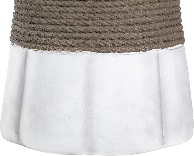 Christopher Knight Home Arford Outdoor Round Side Table, MGO End Table with Woven Rope Texture and Fan-Shaped Base, Decorative Accent Table for Indoor Outdoor Living Spaces, Light Gray and Brown