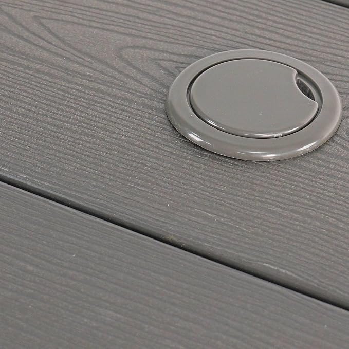 68.9” Outdoor Dining Table, Wooden Patio Table, Outdoor Furniture with Umbrella Hole, 6 Seater Outside Table for for Garden, Poolside & Backyard,BBQ ect. (Charcoal Gray)