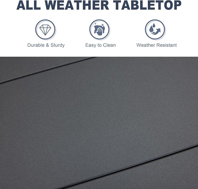 VICLLAX Patio 5 Pieces Outdoor Dining Set for 4, Wrought Iron Metal Outdoor Table and Chairs Set, 38" Square Table with Umbrella Hole and 4 Stackable Chairs for Lawn, Garden, Porch, Dark Grey/Grey
