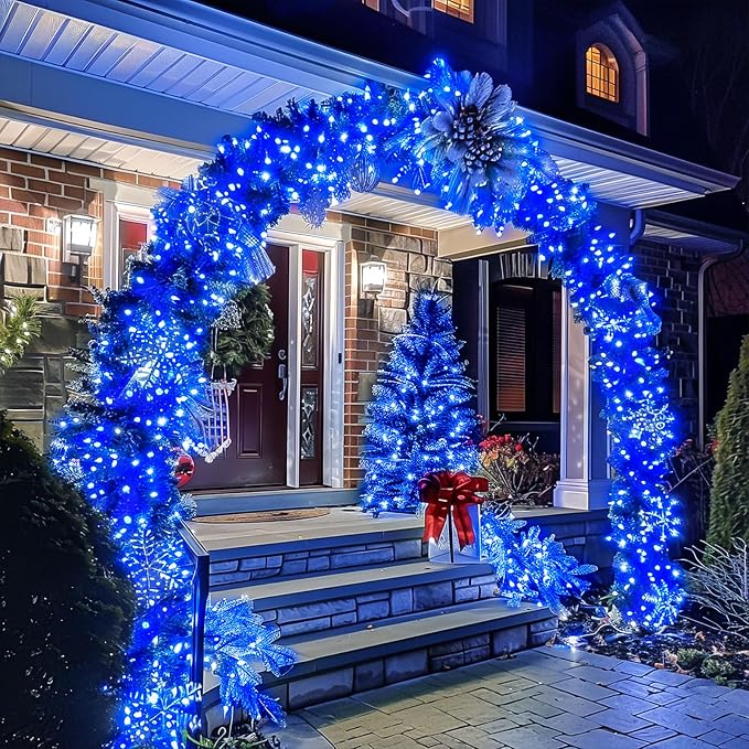 JMEXSUSS 150 LED Blue String Lights Indoor, Blue Halloween Lights Outdoor | Connectable 59 Ft Christmas String Lights Plug in, 8 Modes, Bedroom Patio Party Holiday Christmas Tree Decorations