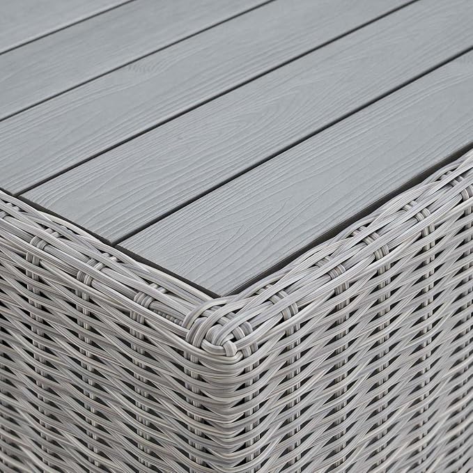 Modway Conway 32" Modern Rattan Outdoor Coffee Table in Light Gray