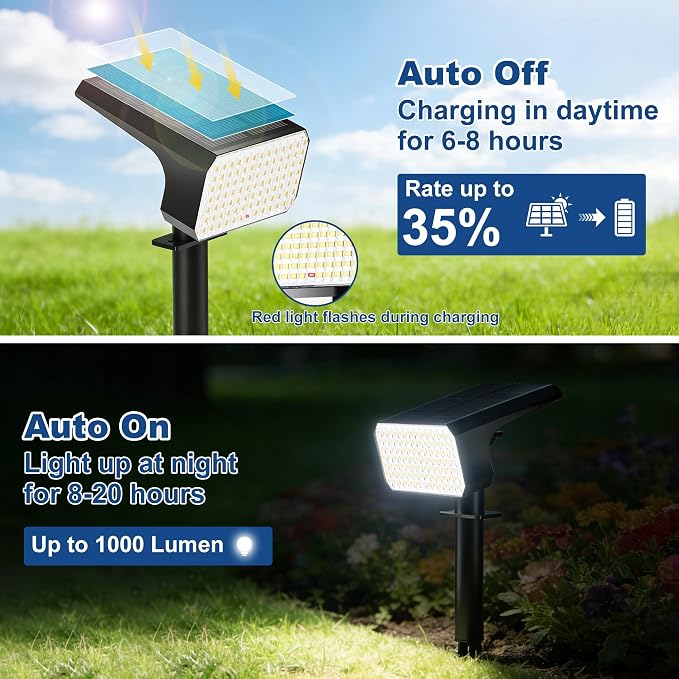 LANSOW 12 Pack Solar Spot Lights Outdoor Waterproof IP67, (90 LED/4 Modes) Solar Landscape Spotlights, 2-in-1 Solar Powered Flood Lights for Yard Garden Pathway Outside Tree, Auto ON/Off(Cool White)